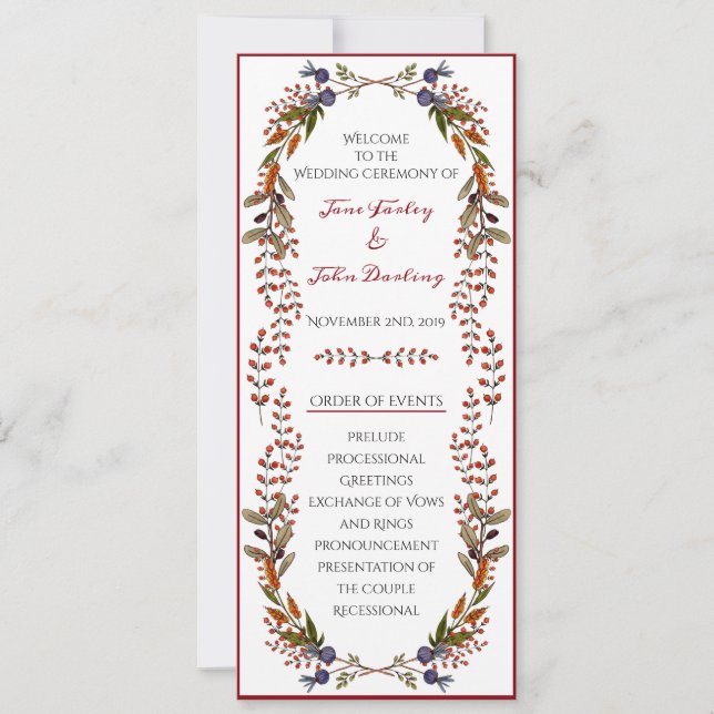 Autumn Foliage Wedding Program (Front)