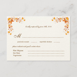 Autumn Foliage Wedding RSVP Card with Envelope