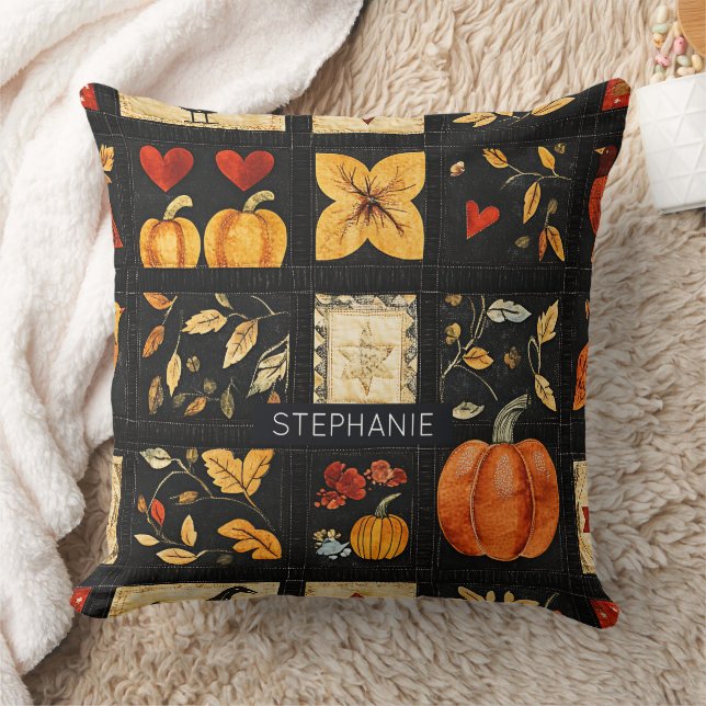 Autumn Folk Art Quilt Pattern | Rustic Patchwork Cushion (Blanket)