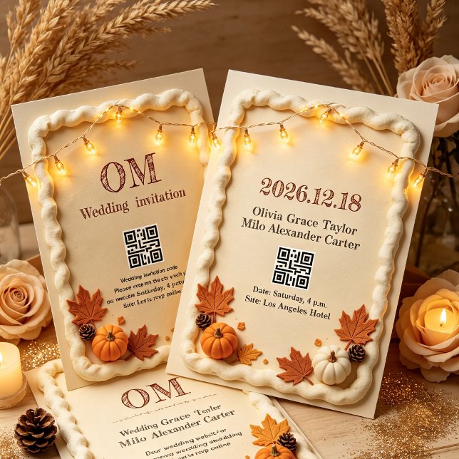 Autumn fondant cake style wedding invitation (Creator Uploaded)