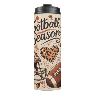 Autumn Football Season Pumpkin Bow Thermal Tumbler