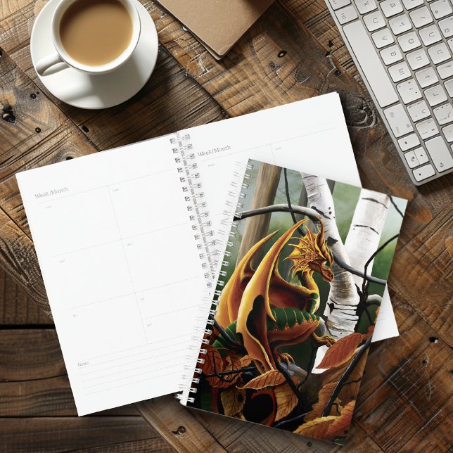 Autumn Forest Amber Dragon Birch Trees Fantasy Planner (Creator Uploaded)