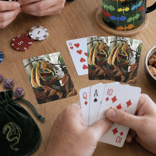 Autumn Forest Amber Dragon Birch Trees Fantasy Playing Cards