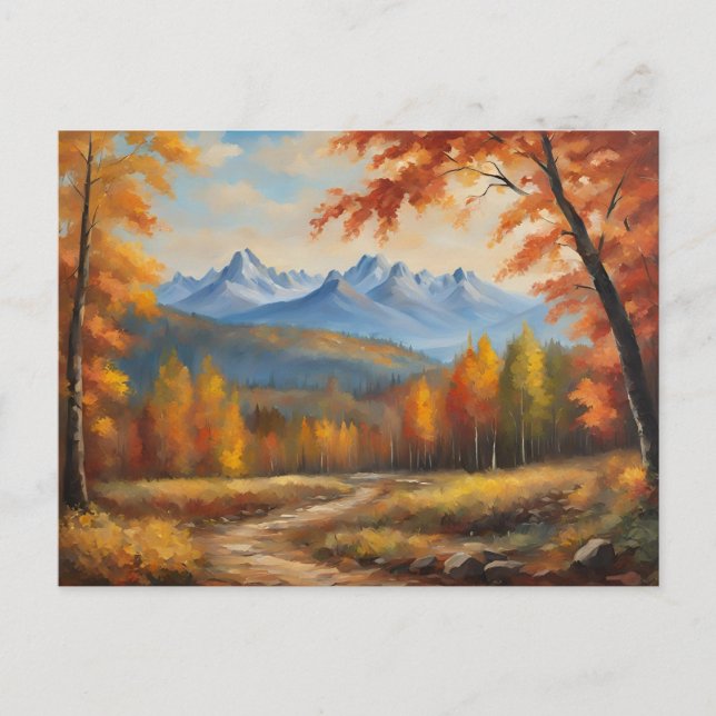 Autumn Forest and Mountain Landscape  Postcard (Front)