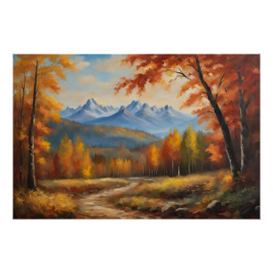 Autumn Forest and Mountain Landscape Poster