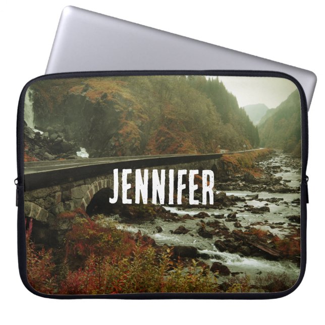 Autumn Forest and River Landscape Laptop Sleeve (Front)