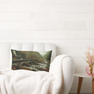 Autumn Forest and River Landscape Lumbar Cushion