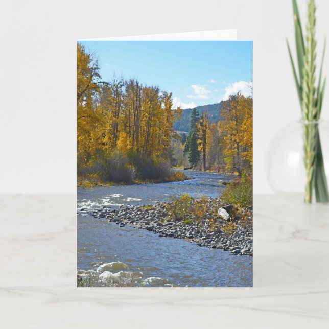 Autumn forest and river scene greeting card (Front)
