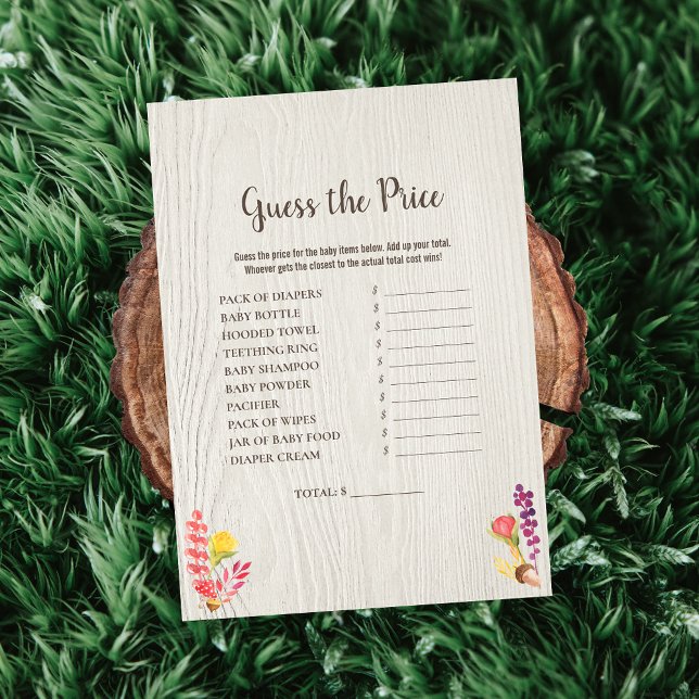 Autumn Forest Animal Guess The Price Shower Game Invitation (Creator Uploaded)