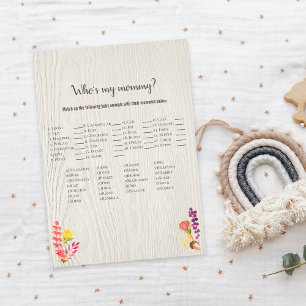 Autumn Forest Animal Who's My Mummy Shower Game Invitation