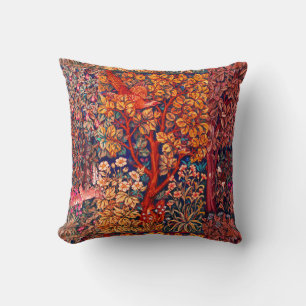 AUTUMN FOREST ANIMALS Hares,Pheasant,Red Floral  Cushion