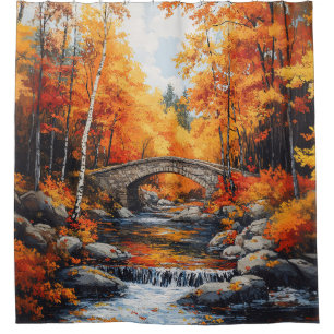 Autumn Forest Bridge Shower Curtain