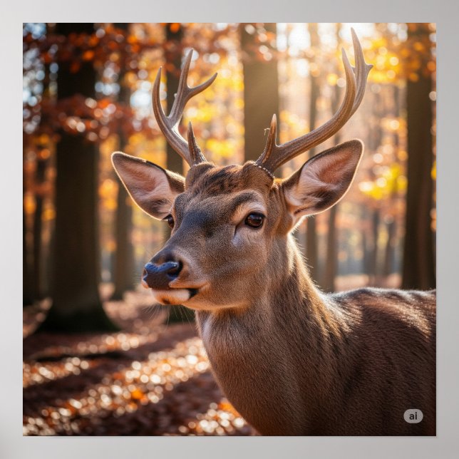Autumn Forest Deer Poster (Front)