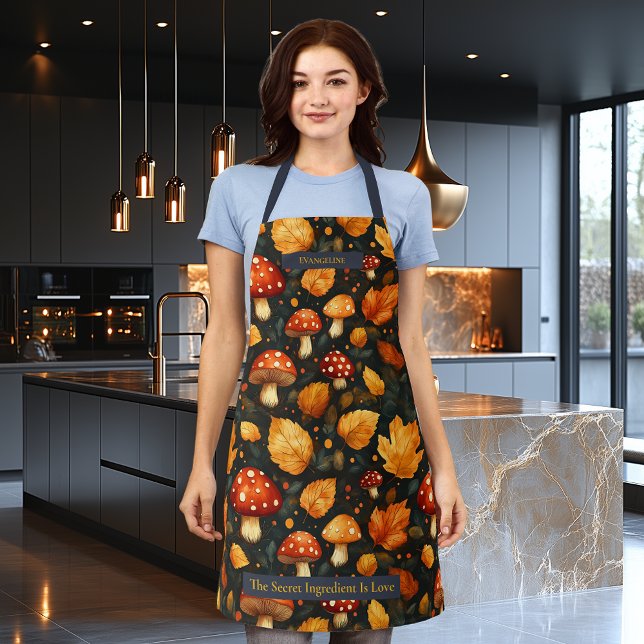 Autumn Forest Design with Mushrooms and Leaves Apron (Creator Uploaded)