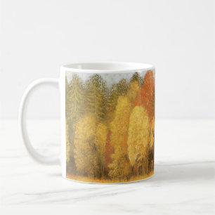 Autumn forest, digital deer and fox. coffee mug