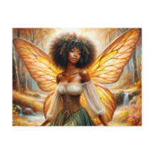 Autumn Forest Fairy With Dark Skin Postcard