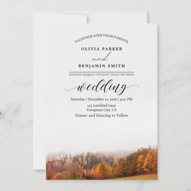 Autumn Forest Fall Wedding Invitation (Front)