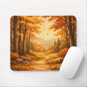Autumn Forest Illustration Mouse Pad