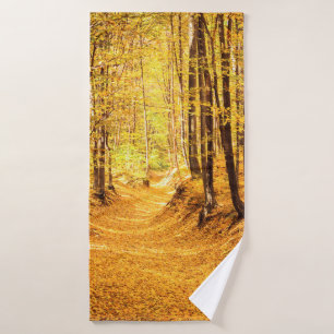 Autumn forest landscape bath towel