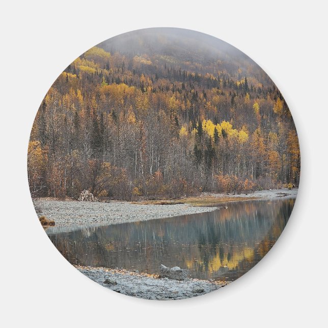 Autumn Forest Landscape with Golden Trees Magnet (Front)