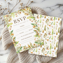 Autumn Forest Leaves Fall Wedding RSVP Cards