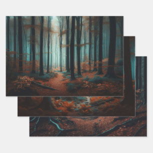 Autumn Forest Moody Woods Decoupage Wrapping Paper Sheet