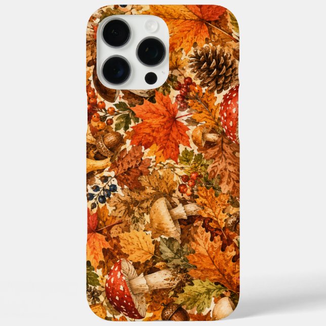 Autumn Forest Mushroom Pattern | Cosy Fall Leaves Case-Mate iPhone Case (Back)