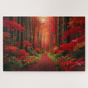 Autumn Forest Path - Breathtaking Scenic Landscape Jigsaw Puzzle