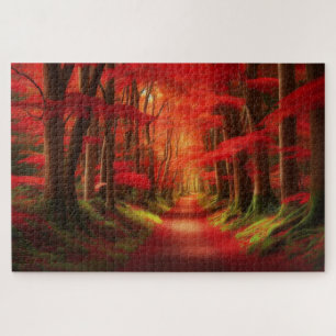 Autumn Forest Path - Breathtaking Scenic Landscape Jigsaw Puzzle