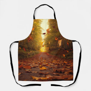 Autumn Forest Path Falling Leaves Apron