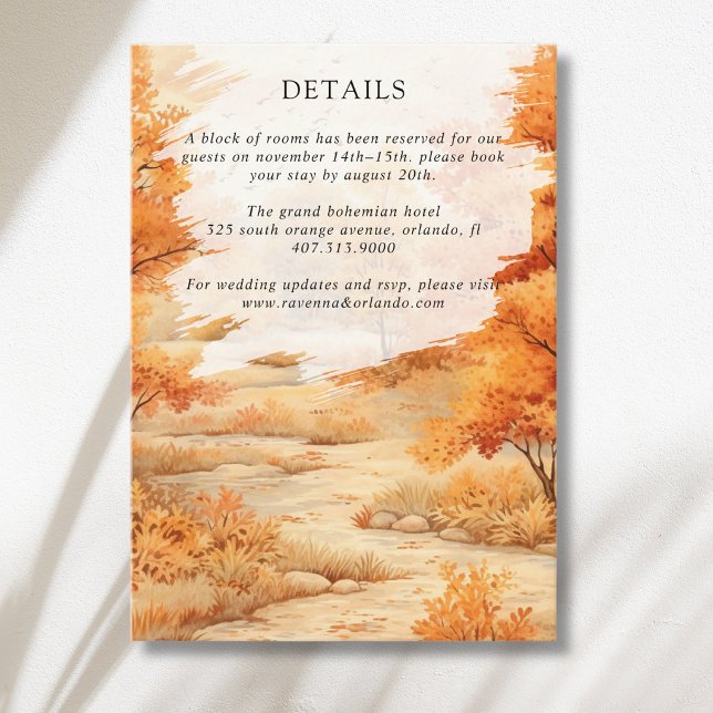 Autumn Forest Path Leaves Fall Wedding Details Enclosure Card (Creator Uploaded)