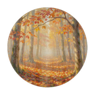 Autumn Forest Path Painterly Landscape Art Cutting Board