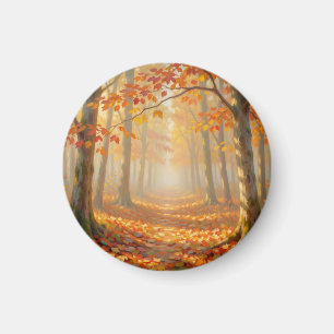 Autumn Forest Path Painterly Landscape Art Magnet