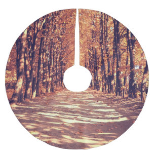 Autumn Forest Path: Tranquil Landscape Journey Brushed Polyester Tree Skirt