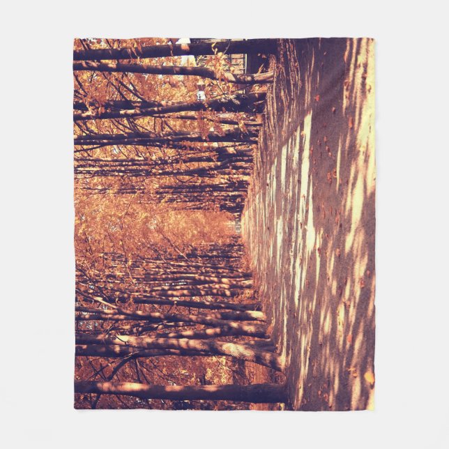 Autumn Forest Path: Tranquil Landscape Journey Fleece Blanket (Front)