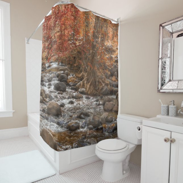 AUTUMN FOREST RIVER SEDONA ARIZONA SHOWER CURTAIN (In Situ)