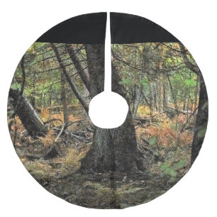 Autumn forest scene brushed polyester tree skirt
