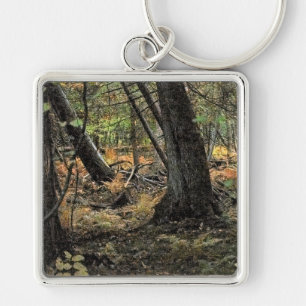 Autumn forest scene key ring