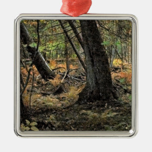 Autumn forest scene metal ornament