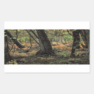 Autumn forest scene rectangular sticker
