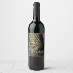 Autumn forest scene wine label