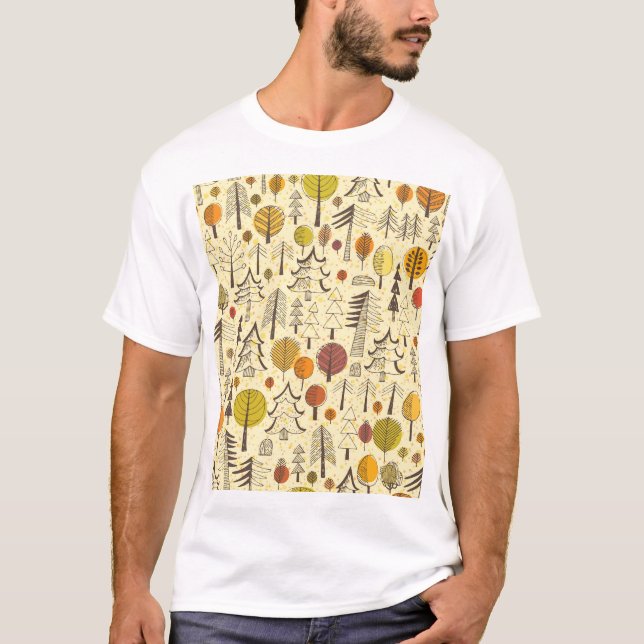 Autumn Forest: Seamless Graphic Pattern. T-Shirt (Front)