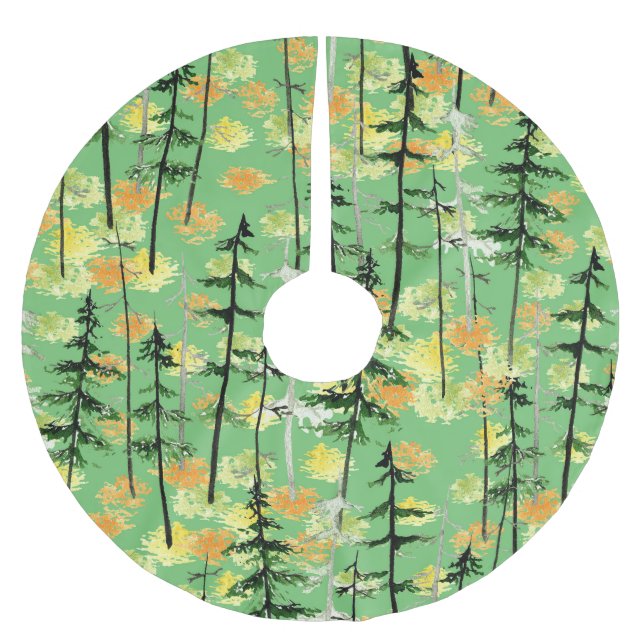 Autumn Forest: Seamless Natural Beauty Brushed Polyester Tree Skirt (Front)