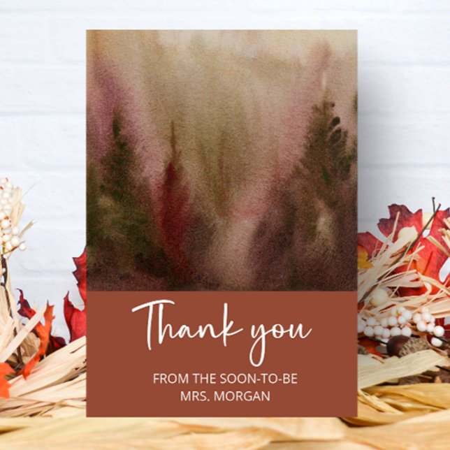 Autumn Forest Terracota Bridal Shower thank you Card (Creator Uploaded)