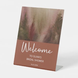 Autumn Forest Terracota Bridal Shower Welcome Pedestal Sign