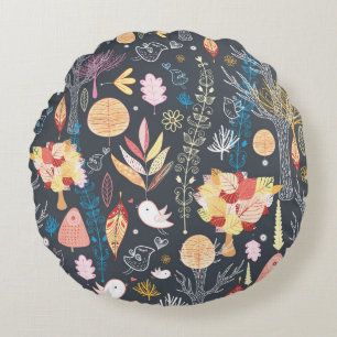 Autumn Forest: Textured Seasonal Beauty. Round Cushion