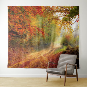 Autumn Forest Track Tapestry
