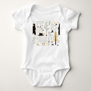 Autumn Forest Trees Leaves Pattern Baby Bodysuit
