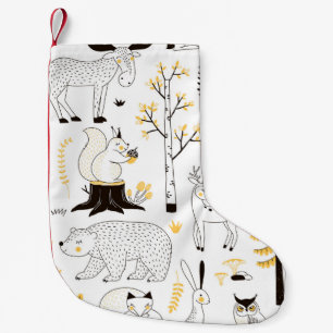 Autumn Forest Trees Leaves Pattern Small Christmas Stocking