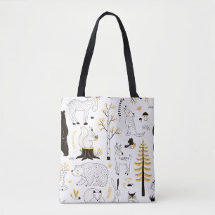 Autumn Forest Trees Leaves Pattern Tote Bag
